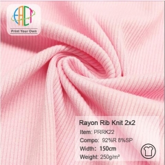PRRK22 Wholesale Rayon Rib Knit 2x2 Fabric 250gsm 92%R 8%SPMOQ 27KG as a roll