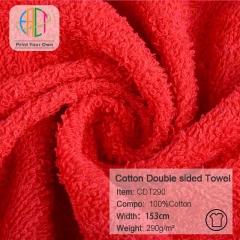 CDT290 Wholesale 100% Cotton Double sided Towel Fabric Solid Color 290gsm MOQ 80y