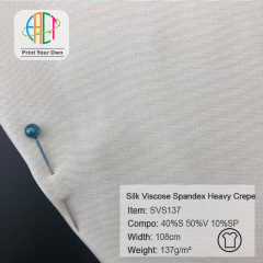 SVS137 Custom Printed Silk Viscose Spandex Heavy Crepe Fabric 40%S 50%V 10%SP 137gsm
