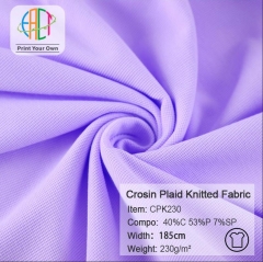 CPK230 Wholesale Crosin Plaid knitted fabric 40%C 53%P 7%SP 230gsm MOQ 25KG as a roll