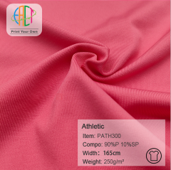 PATH300 Wholesale Polyester Athletic Knit Fabric 90%P 10%SP 250gsm，MOQ 25KG as a roll