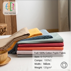 S-TCP3372 Wholesale Solid 100% Cotton Twill Poplin Fabric 120gsm MOQ 150m