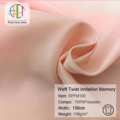 SPFM100 Wholesale 75D Plain Poly Weft Twist Imitation Memory Fabric100%P 108gsm, MOQ100m