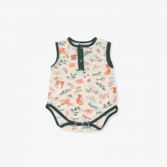 G020 Custom Tank Top Sleeveless Baby Romper Made of Cotton or Bamboo