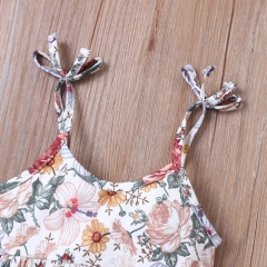 G024   Infant Newborn Baby Girl Floral Romper Kids Strap Jumpsuit Shorts Toddler Summer Overall Clothes