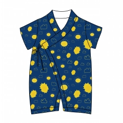 G018 Infant and Toodler Bamboo Cotton Gauze Short Sleeved Kimono Jumpsuit