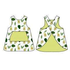 BB003 Custom Made Japanese Style Toddler Apron Reversible Bib With A Front Pocket