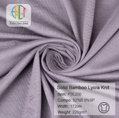 PBL250 Wholesale 92%Bamboo 8%Spandex Soild Bamboo Lycra Knit Fabric 220gsm MOQ 25KG as a roll