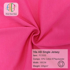 FC3335 16s AB Single Jersey Fabric 33% Cotton 67%Polyester 220gsm