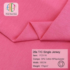 FC3116 26s T/C Single Jersey 34% Cotton 66%Polyester 170gsm