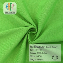 FC3382 20s Plain Weave Hemp Cotton Single Jersey Fabric