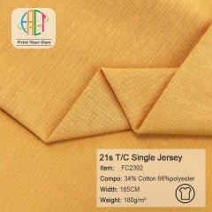 FC2392 21s T/C Plain Weave Single Jersey Fabric