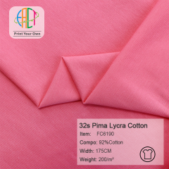 FC6190 32s Semi-combed Pima Lycra Cotton Fabric 92%Cotton 200gsm