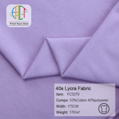 FC3279 40s Semi-combed CVC Lycra Fabric 53%Cotton 40%Polyester 170gsm