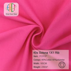 FC3137 40s Solona 1X1 Rib Fabric 60%Cotton 40%Polyester 230gsm