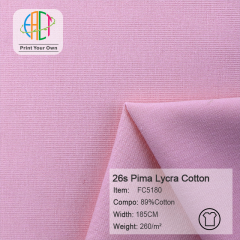 FC5180 40s Semi-combed Pima Lycra Cotton Fabric 89%Cotton 260gsm