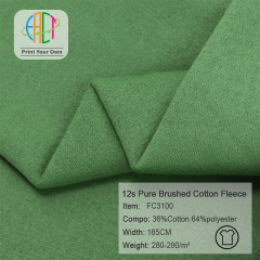 FC3100 12s Pure Brushed Cotton Fleece Fabric 36%Cotton 64%Polyester 280-290gsm