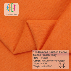 FC3385 10s Combed Cotton French Terry Brushed Fleece Fabric 50%Cotton 50%Polyester 310-320gsm