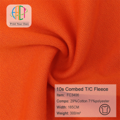 FC3406 10s Combed T/C Fleece Fabric 29%Cotton 71%Polyester 300gsm