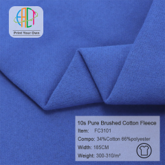 FC3101 10s Pure Brushed Cotton Fleece Fabric 34%Cotton 66%Polyester 300-310gsm