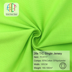 FC3117 26s T/C Single Jersey Fabric 65% Cotton 35%Polyester 180-190gsm