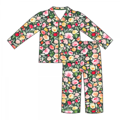 G048 Customized 2 Pieces Set Long Sleeves Turn-down Collar Kids Pajamas