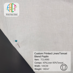 TCL4060 Custom Printed Linen/Tencel Blend Poplin Fabric,40%Linen, 60%Tencel, 140gsm