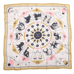 SC004 Customized Printed Art Design Knitted Zodiac Rayon Square Scarf