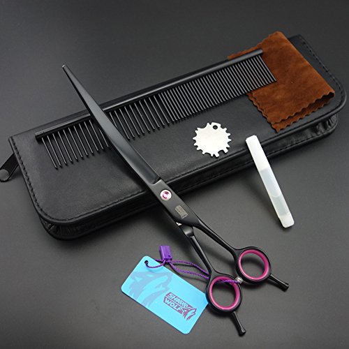 8.0in. Professional Pet Scissors,curved Scissors,dog Curved Shears for Dog Grooming,black Color,a570