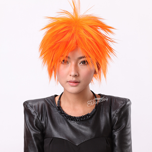 13" Short synthetic orange wigs for girls