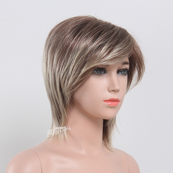 13 inch mix blonde straight wig for kids short synthetic wig