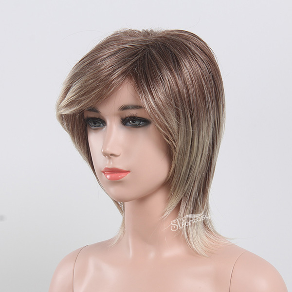 13 inch mix blonde straight wig for kids short synthetic wig