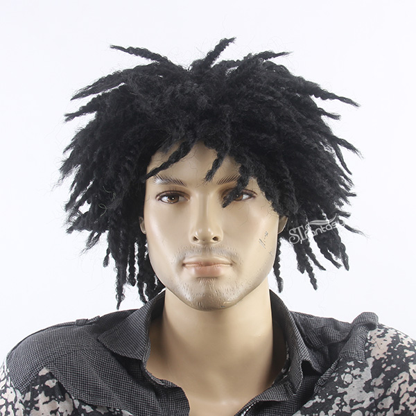 Afro braide style synthetic wigs for black men