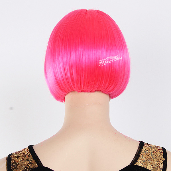 Bob hair style high temperature fiber hot pink mannequin wig