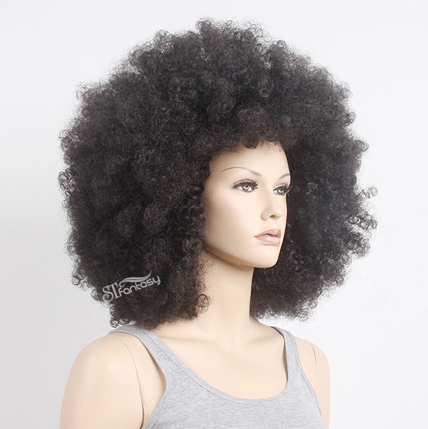 19" fluffy synthetic hair afro wig for black women wholesale