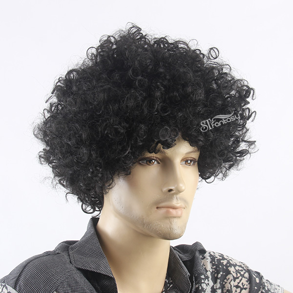 Kinky curly afro short wig for black man