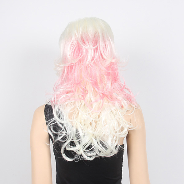 Long curly high temperature fiber colorful party wig