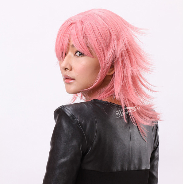 Guangzhou wig factory wholesale pink cosplay wig anime short layered wig