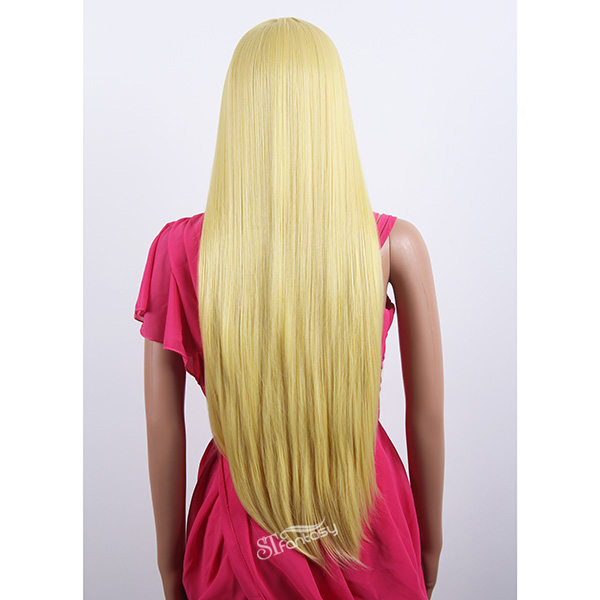 Long straight middel part Jepanese anime cosplay wig yellow color