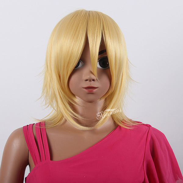 Short yellow anime wig Jepanese anime naruto cosplay wig