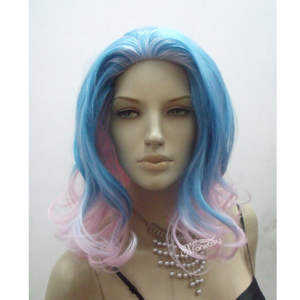 New style half blue half pink party wig with high temperature fiber