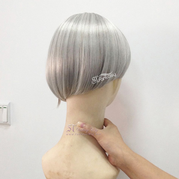 Short straight synthetic grey hair toupee for women