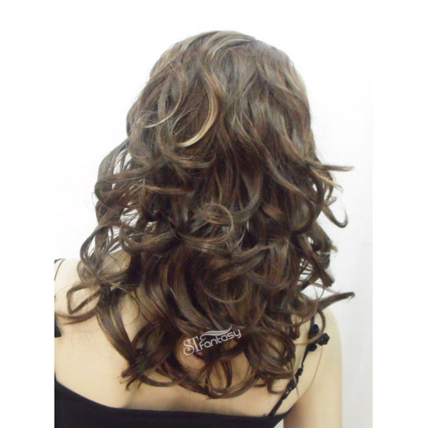 ST natural curly half wig synthetic hair invisible part wig