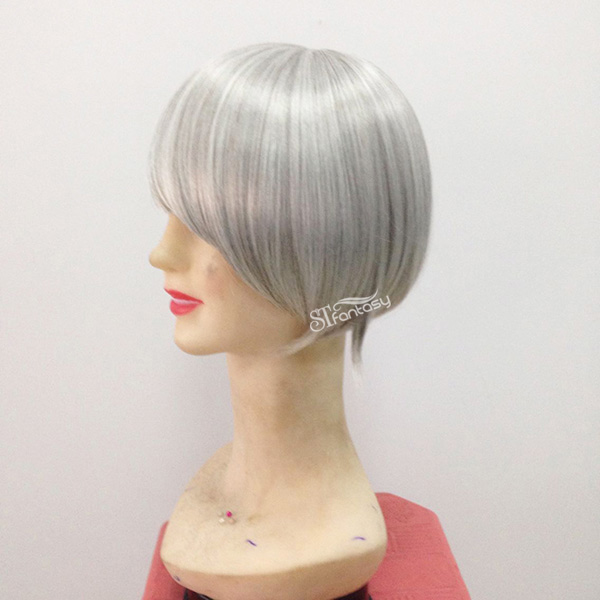 Short straight synthetic grey hair toupee for women