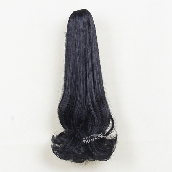 22" Long curly black synthetic claw in hair extension ponytail