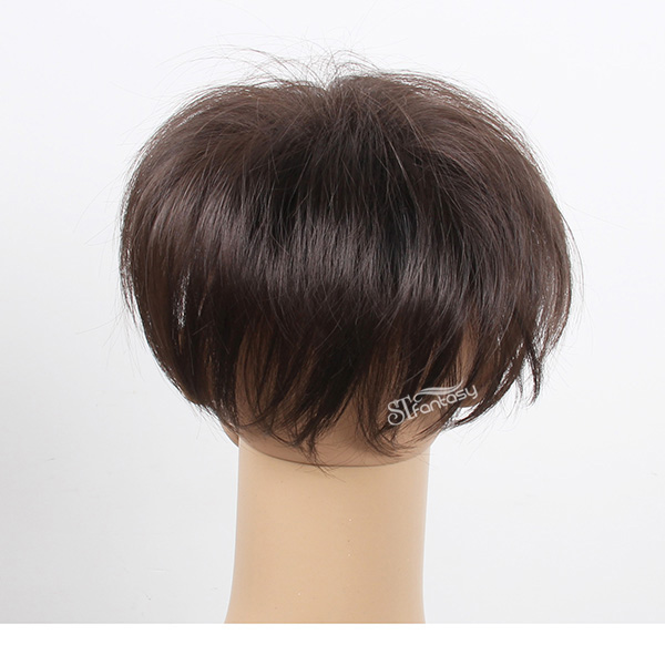 Short straight synthetic hair men's toupee