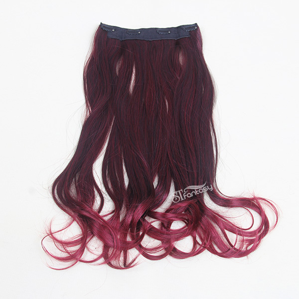 Wholesale long curly ombre red synthetic hair extension