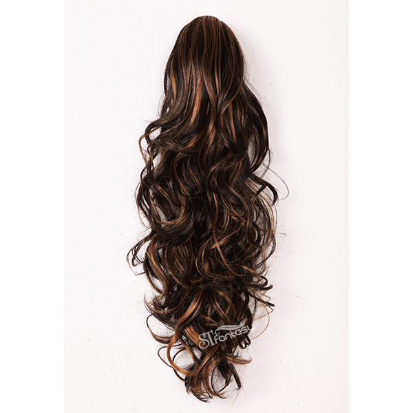 22 inch long curly synthetic claw in hair extension ponytail mix color