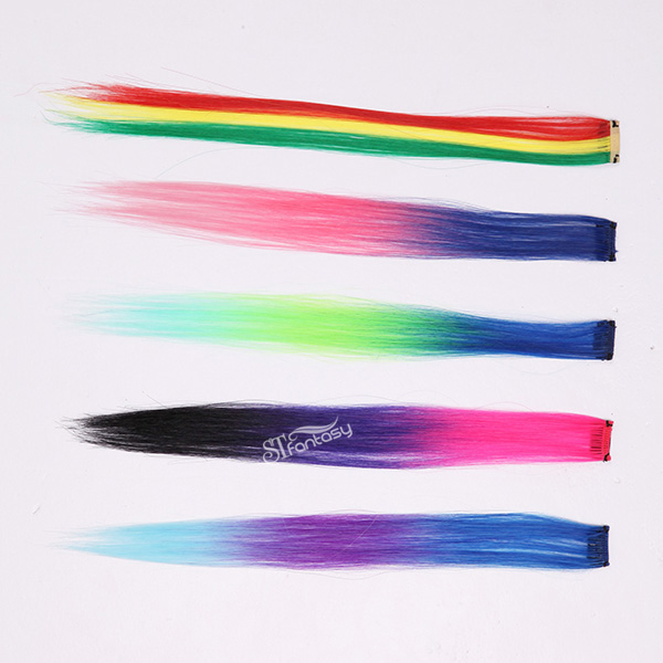 Colorful high temperature synthetic clip in hair extension for highlight