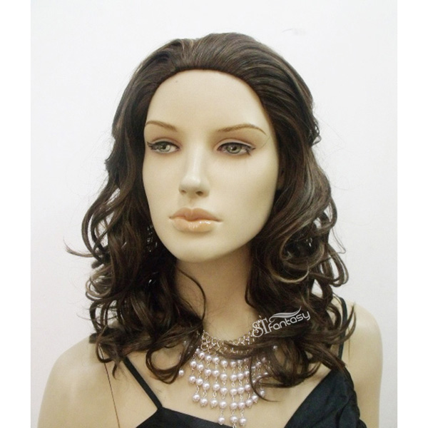 ST natural curly half wig synthetic hair invisible part wig
